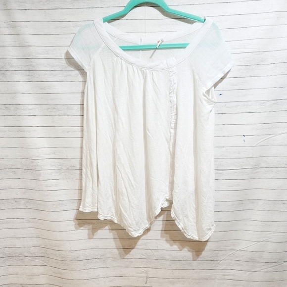 Free People White Keep It Casual Linen Blend Oversized T-Shirt, sz XS - Picture 2 of 12